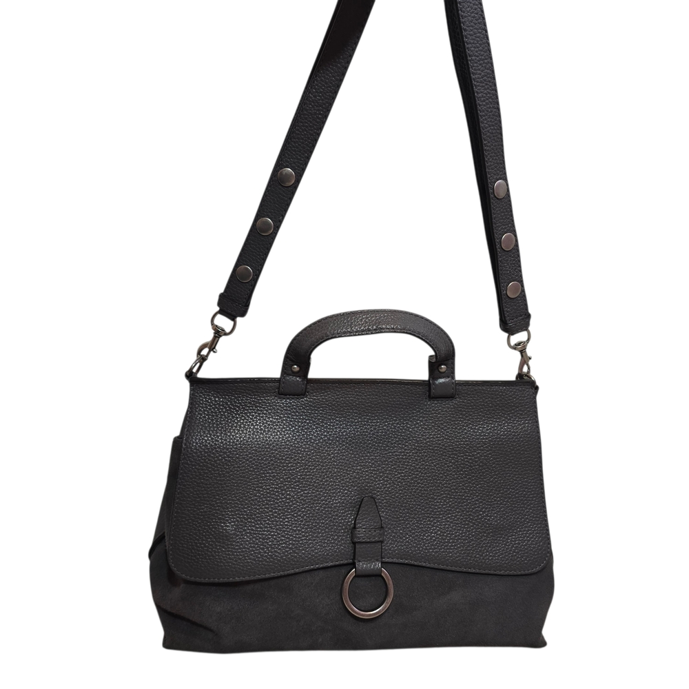 Rebecca Minkoff Medium Keith Grey Leather & Suede Messenger Satchel